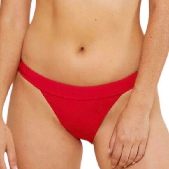 Andie Swim The Banded Cheeky Bikini Bottom Stretch Cherry Red XL - Picture 1 of 6